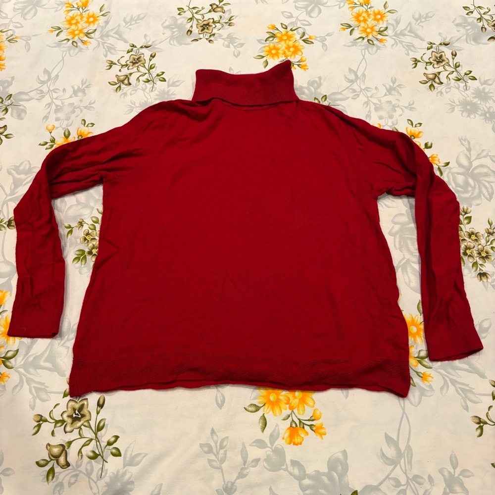Talbots Size MP Red Turtleneck Sweater